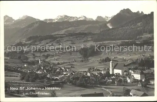 Neu St Johann Gesamtansicht mit Churfirsten Appenzeller Alpen Kat. Neu St Johann Nesslau