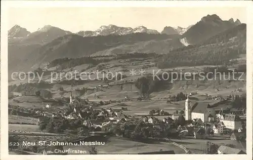 Neu St Johann Gesamtansicht mit Churfirsten Appenzeller Alpen Kat. Neu St Johann Nesslau