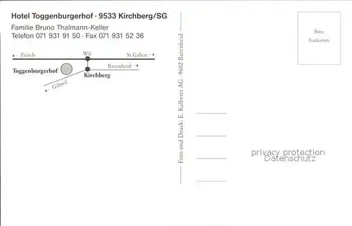 Kirchberg SG Hotel Toggenburgerhof Kat. Kirchberg SG