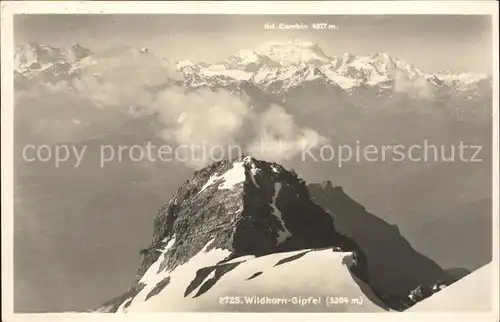 Wildhorn Leonard Gipfel Blick zum Grand Combin Gebirgspanorama Kat. Wildhorn