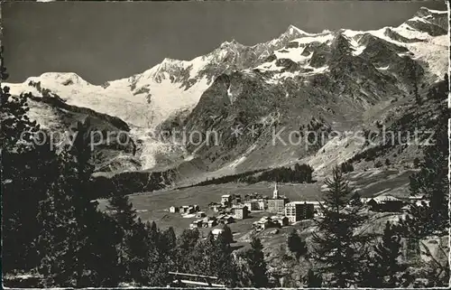 Saas Fee Panorama mit Alphubel Taeschhorn Dom Lenzspitze Walliser Alpen Kat. Saas Fee