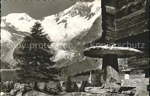 Saas Fee Blick auf Feegletscher Alphubel Taeschhorn Walliser Alpen Kat. Saas Fee