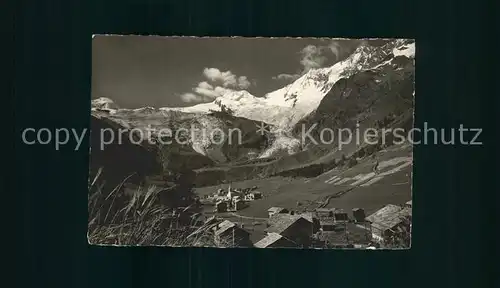 Saas Fee Panorama mit Allalinhorn Alphubel Taeschhorn Dom Walliser Alpen Kat. Saas Fee