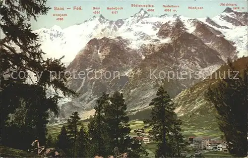 Saas Fee Panorama Walliser Alpen Kat. Saas Fee