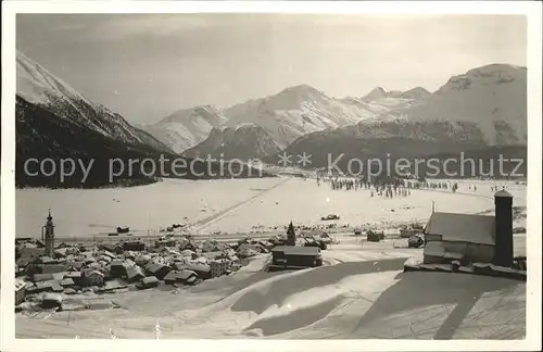 Samedan Winterpanorama Engadin Alpen Kat. Samedan