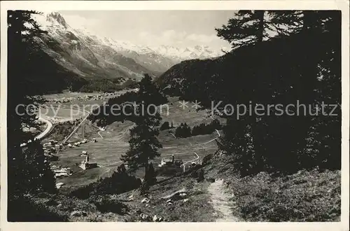 Samedan Panorama Engadin Alpen Wanderweg Kat. Samedan