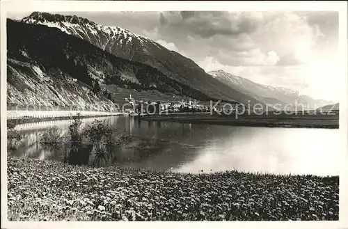 Samedan Uferpartie am Inn Engadin Alpen Kat. Samedan