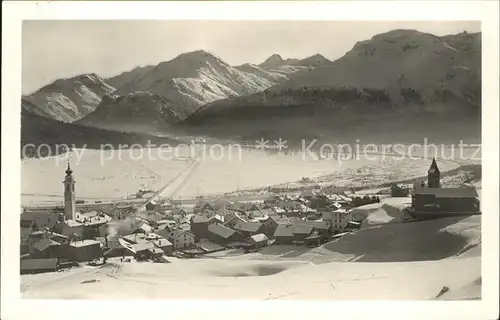 Samaden Winterpanorama mit Berninagruppe Kat. Maloja