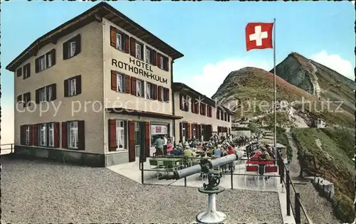 Brienzer Rothorn BE Berghotel Rothorn Kulm Schweizer Flagge Gipfel Kat. Brienzer Rothorn