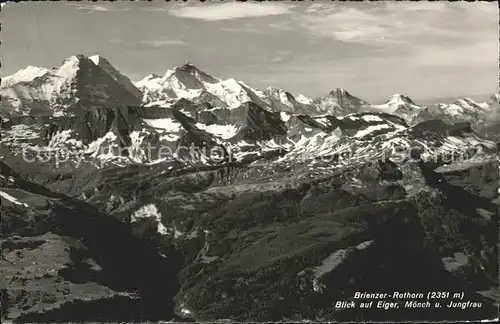 Brienzer Rothorn BE Panorama Blick auf Eiger Moench Jungfrau Berner Alpen Kat. Brienzer Rothorn