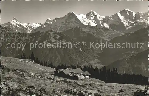 Beatenberg Alp Burgfeld Schreckhorn Finsteraarhorn Eiger Moench Jungfrau Berner Alpen Kat. Beatenberg