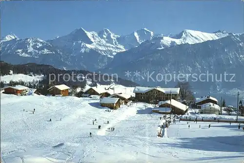 Beatenberg Wintersportplatz Schreckhorn Eiger Moench Jungfrau Berner Alpen Kat. Beatenberg