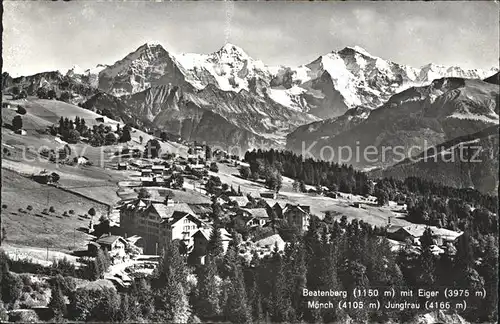 Beatenberg Panorama mit Eiger Moench Jungfrau Berner Alpen Kat. Beatenberg
