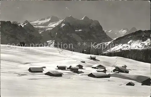 Hasliberg Hohfluh Winterpanorama Balisalp mit Wetterhorn Berner Alpen Kat. Hasliberg Hohfluh