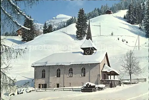 Achseten Bergkirchlein gegen Elsighorngrat Winterimpressionen Kat. Achseten