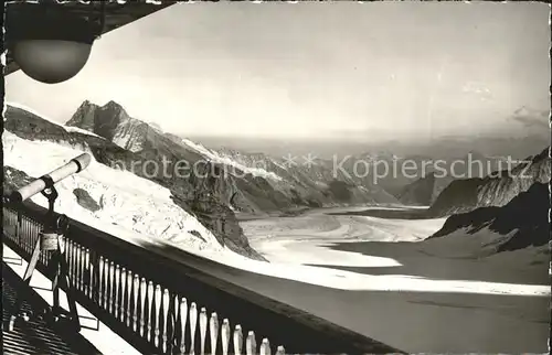 Jungfraujoch Ausblick vom Berghaus Fernrohr Aletschgletscher Alpenpanorama Kat. Jungfrau