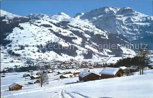 Lenk Simmental Winterpanorama Berner Oberland mit Wildstrubel Kat. Lenk Simmental