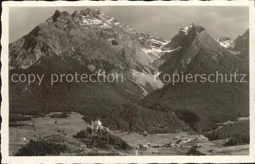 Tarasp Panorama Unterengadin Schloss Alpen Kat. Tarasp