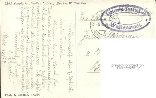Walenstadtberg Sanatorium Blick gegen Wallenstadt Kat. Walenstadtberg