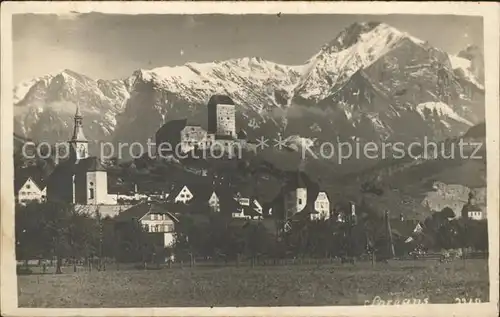 Sargans Ansicht mit Kirche und Schloss Alpen Kat. Sargans