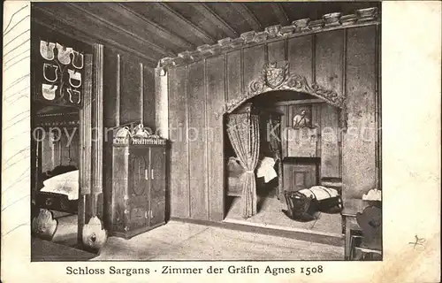 Sargans Zimmer Graefin Agnes 1508 Schloss Kat. Sargans