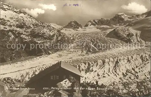 Morteratsch Persgletscher mit Berghuette Kat. Morteratsch