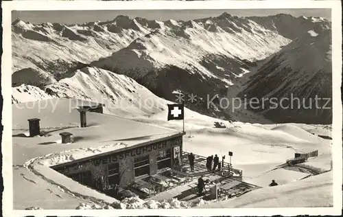 Weissfluhjoch Restaurant gegen Dischmatal Fluela Weisshorn Schwarzhorn Kat. Weissfluhjoch