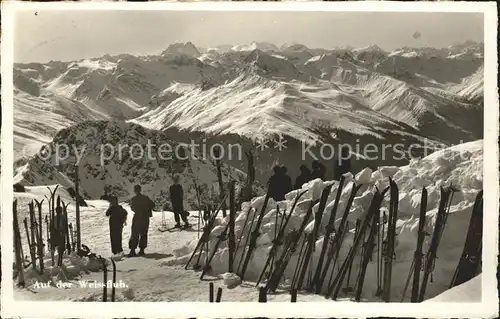 Weissfluh mit Piz Kesch und Bernina Ski Kat. Weissfluh