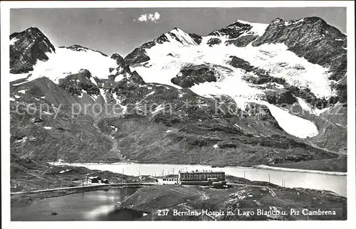 Bernina Hospiz mit Lago Bianco und Piz Cambrena Kat. Bernina