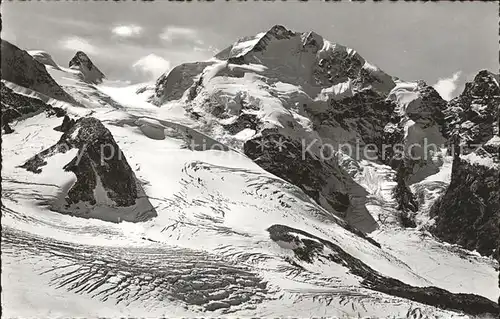 Piz Bernina Blick von Diavolezzahuette Kat. Piz Bernina