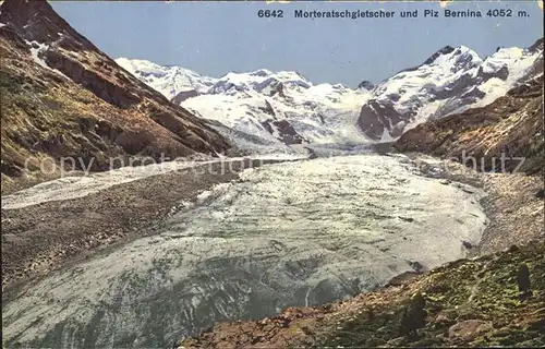 Morteratschgletscher mit Piz Bernina Alp Gruem Kat. Morteratsch