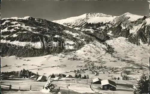 Lenk Simmental mit Betelberg Wistaetthorn und Duerrenwaldhorn Kat. Lenk Simmental