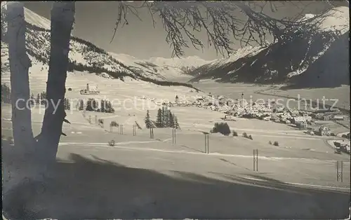 Samaden Gesamtansicht mit Alpenpanorama im Winter Kat. Maloja