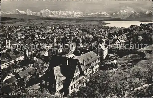 Biel Bienne Stadtbild mit Alpenpanorama Kat. Biel