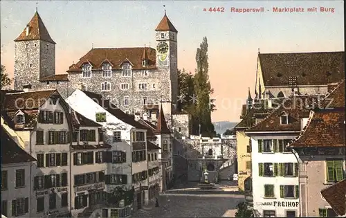 Rapperswil SG Marktplatz mit Burg Kat. Rapperswil SG