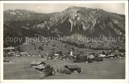 Lenk Simmental Panorama mit Wystaetthorn und Floesch Kat. Lenk Simmental