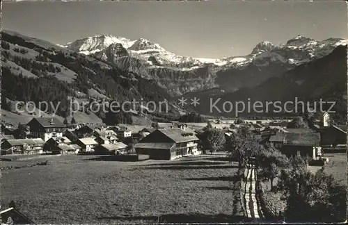 Lenk Simmental Panorama mit Wildstrubel Gletscherhorn Laufbodenhorn Berner Alpen Kat. Lenk Simmental