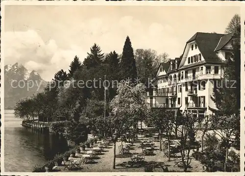 Hertenstein LU Ferienhotel am Vierwaldstaettersee Terrasse Alpen Kat. Hertenstein LU