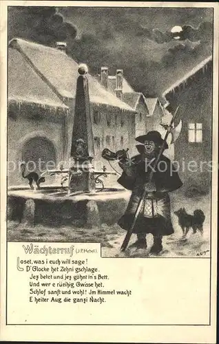 Tuellingen Waechterrug Gedicht Johann Peter Hebel Kuenstlerkarte A. Eichin  / Loerrach /Loerrach LKR