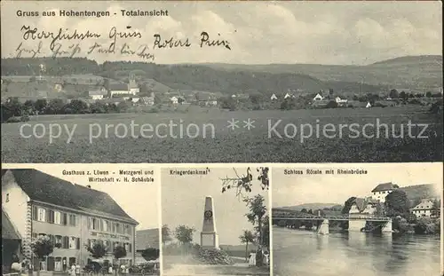 Hohentengen Hochrhein Gasthaus zum Loewen Kriegerdenkmal Schloss Roeteln Rheinbruecke / Hohentengen /Waldshut LKR
