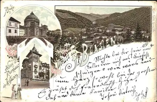 St Blasien Hotel-Kurhaus Kirche Litho / St. Blasien /Waldshut LKR