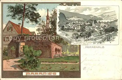 Bad Herrenalb Paradies Kuenstler K. Mutter Litho Bahnpost / Bad Herrenalb /Calw LKR