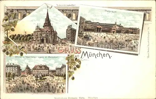 Muenchen Loewenbraeukeller Bahnhof Litho / Muenchen /Muenchen LKR