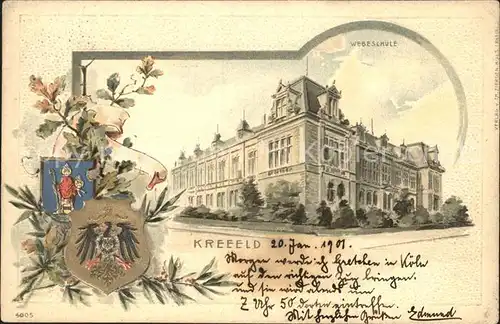 Krefeld Webeschule Wappen Litho / Krefeld /Krefeld Stadtkreis