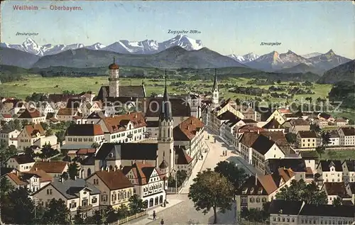 Weilheim Oberbayern Zugspitze Kreuzspitze Dreitorspitze  / Weilheim i.OB /Weilheim-Schongau LKR