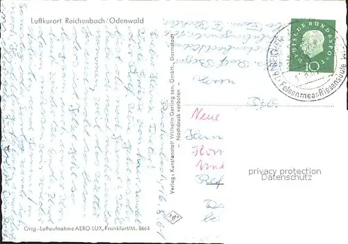 Reichenbach Odenwald Fliegeraufnahme / Lautertal (Odenwald) /Bergstrasse LKR