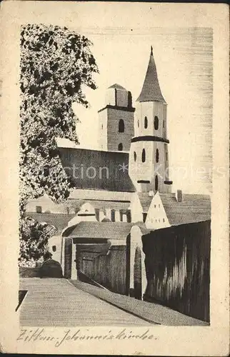 Zittau Johanniskirche Handgemalt  / Zittau /Goerlitz LKR