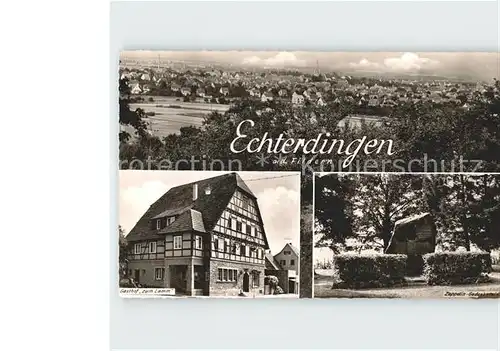 Echterdingen Gasthof zum Lamm Zeppelin- Gedenkstein / Leinfelden-Echterdingen /Esslingen LKR