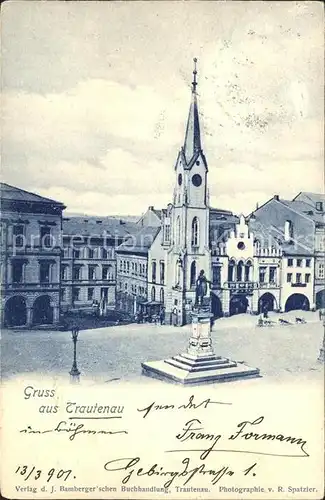 Trautenau Tschechien Marktplatz Brunnen Kirche / Trutnov /