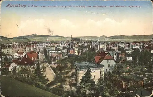 Hirschberg Jelenia Gora Vom Kavalerienberg mit Hausberg und Kaiserturm / Jelenia Gora /